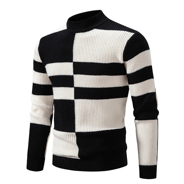Ronnie | High Neck Colour Block Mens Knitted Jumper