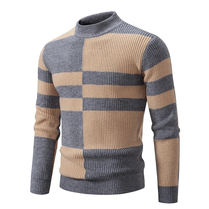 Ronnie | High Neck Colour Block Mens Knitted Jumper
