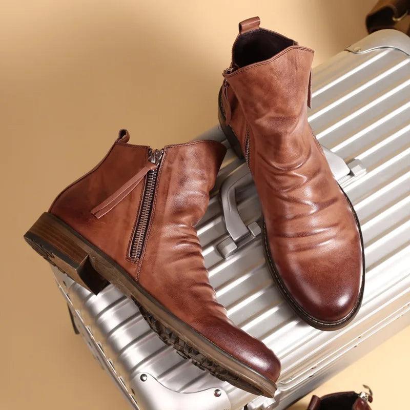 Rory | Low Heel Side Zip Mens Ankle Boots
