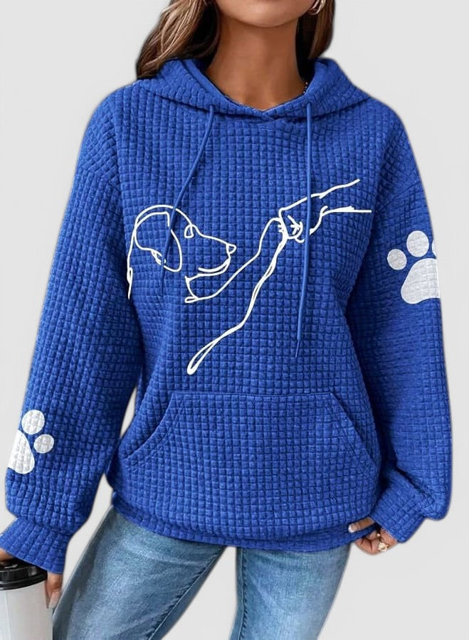 Rosa | Waffle Knit Dog Print Pullover Hoodie