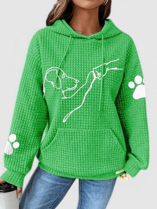 Rosa | Waffle Knit Dog Print Pullover Hoodie