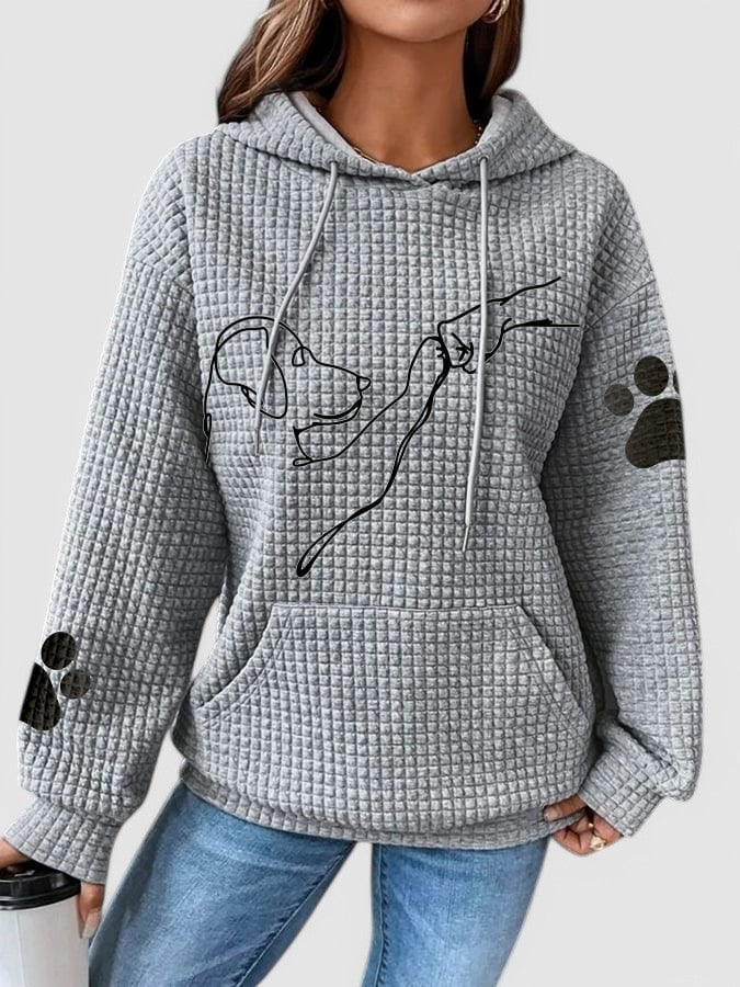 Rosa | Waffle Knit Dog Print Pullover Hoodie
