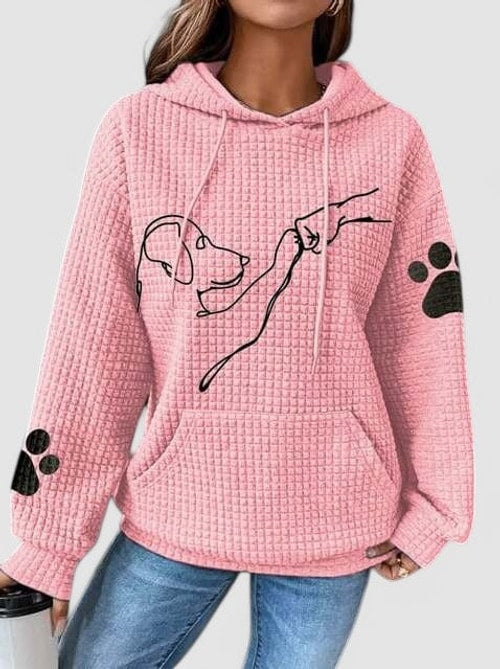 Rosa | Waffle Knit Dog Print Pullover Hoodie