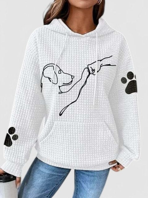 Rosa | Waffle Knit Dog Print Pullover Hoodie