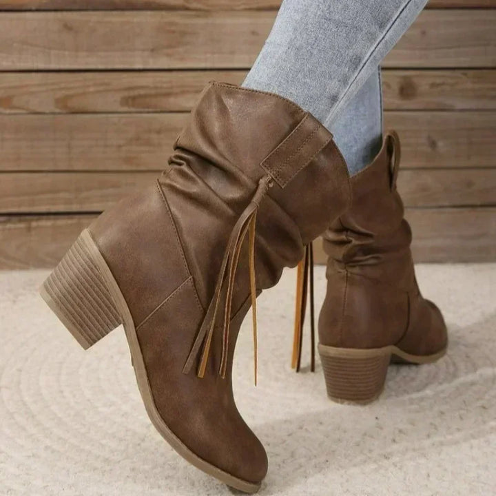 Rose | Braided Block Heel Ankle Cowboy Boots