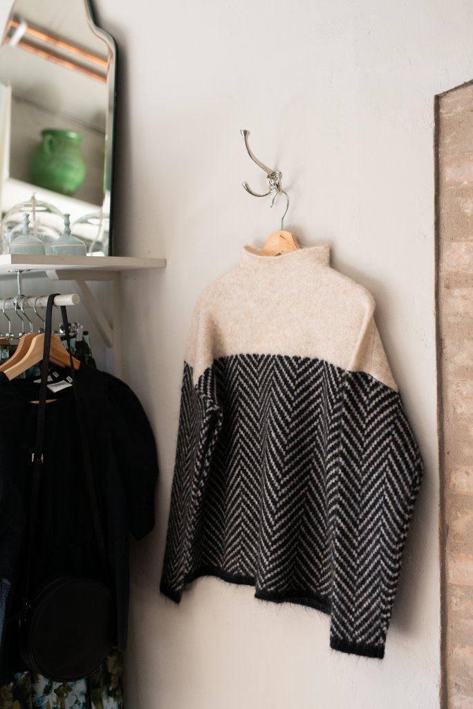 Rose | Elegant Herringbone Oversized Roll Neck Jumper