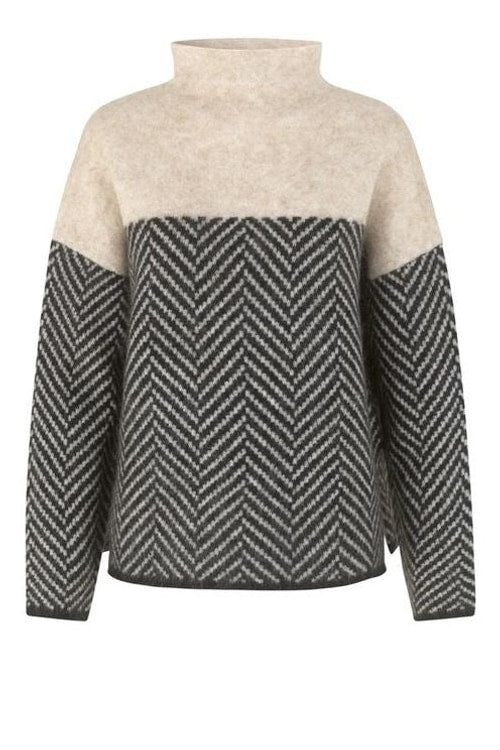 Rose | Elegant Herringbone Oversized Roll Neck Jumper