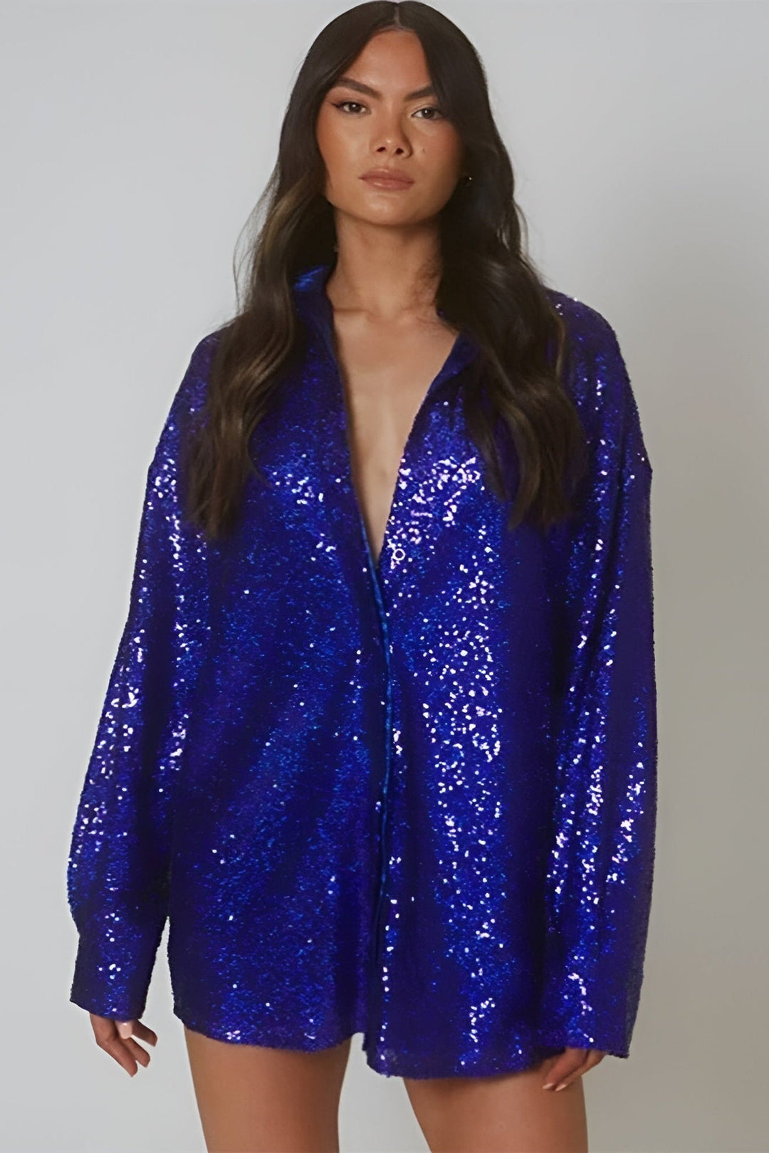 Rose | Graceful Sequin Christmas Shirt Dress