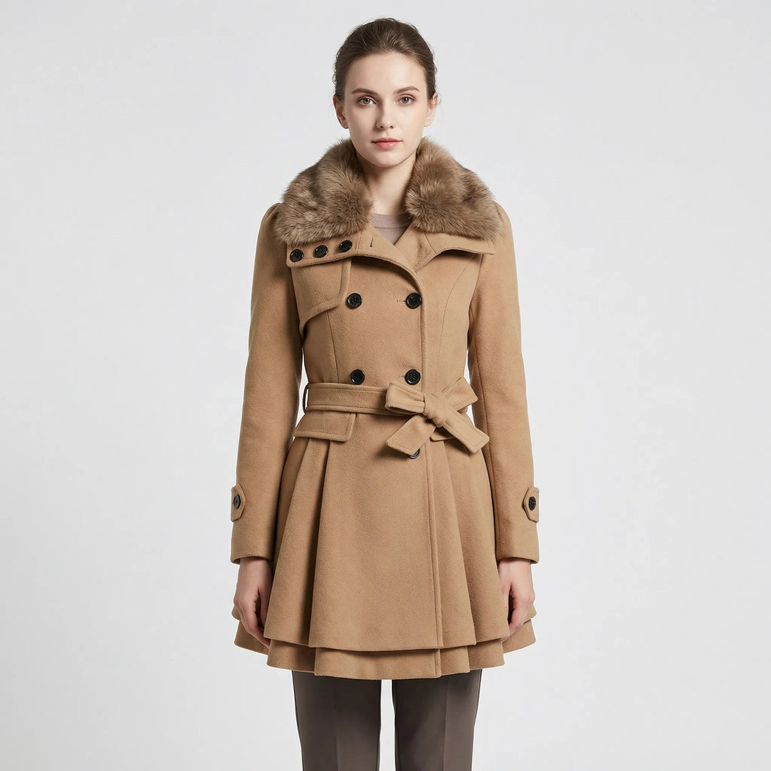 Rose | Refined Belted Fur Coats for Women with Flared Hem