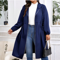 Rosie | Elegant Plus Size Hooded Longline Coat with Drawstring Waist