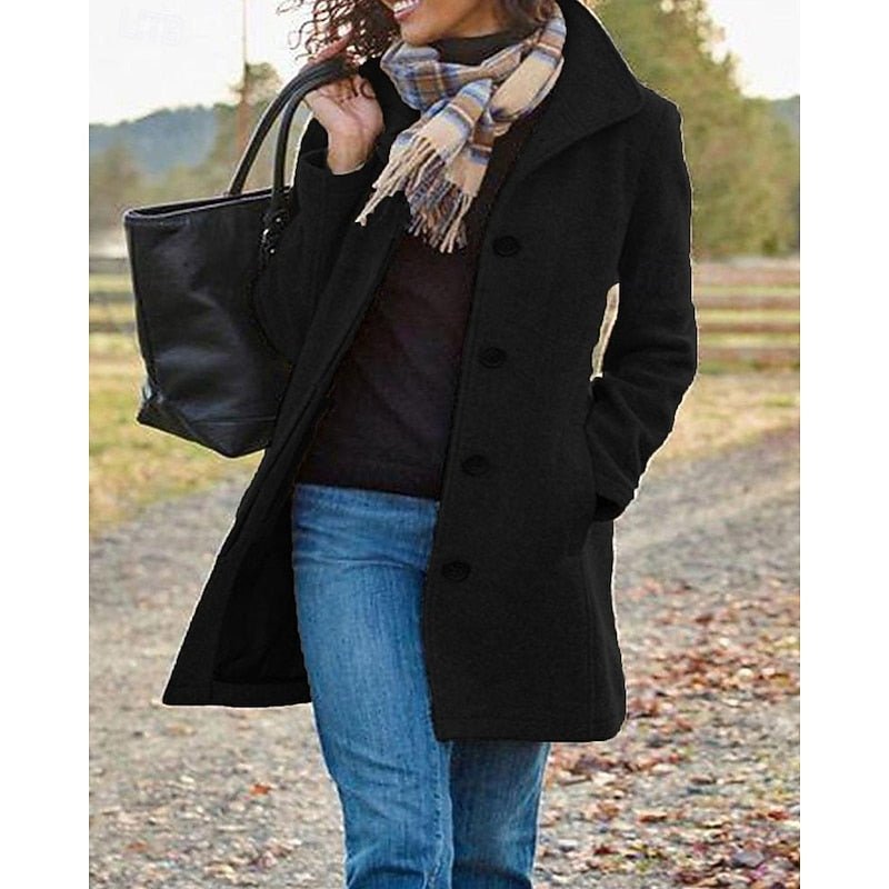 Rosie | Stylish Plus Size Coat with Turndown Collar