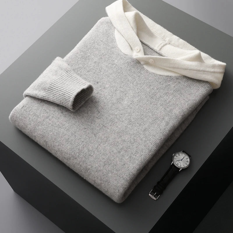 Rowan | Relaxed Knitted Pullover Mens Hoodie