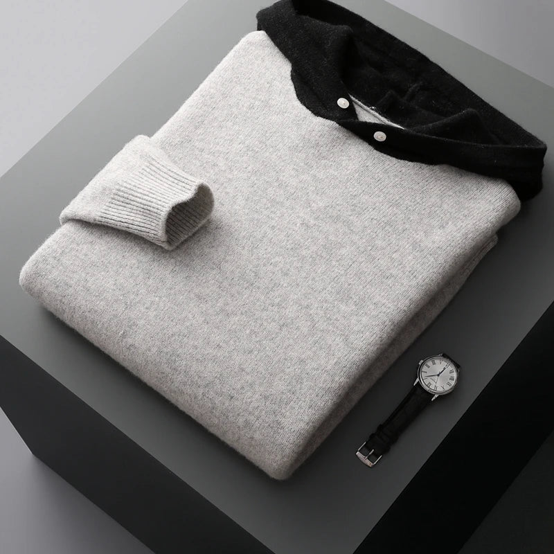 Rowan | Relaxed Knitted Pullover Mens Hoodie