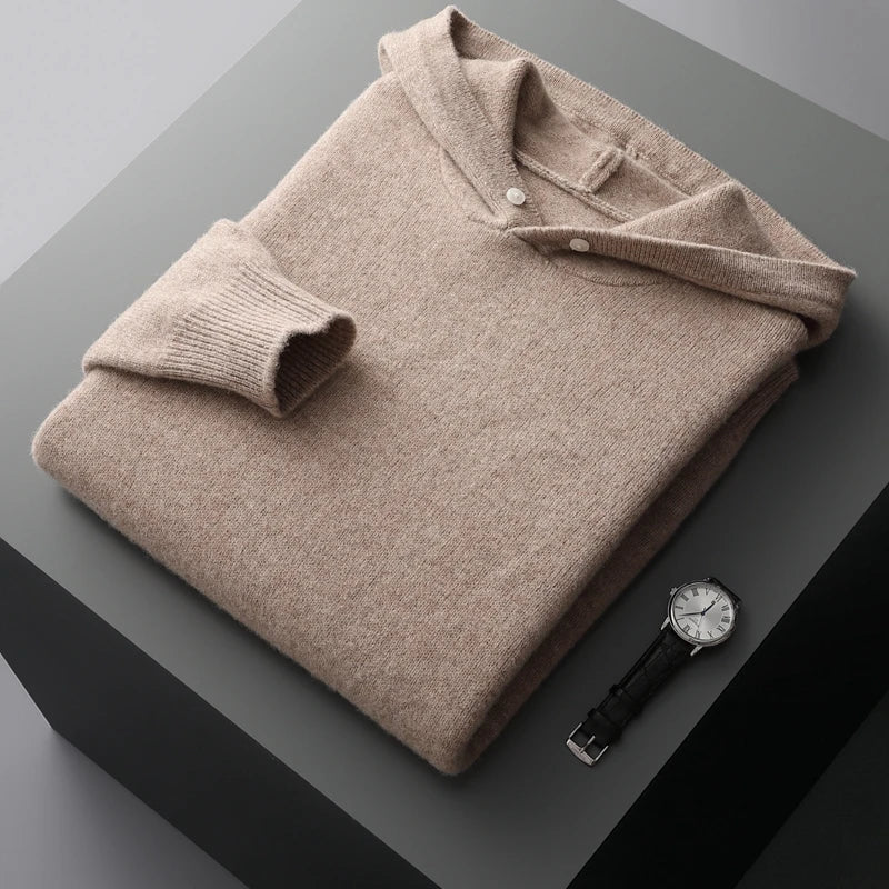 Rowan | Relaxed Knitted Pullover Mens Hoodie