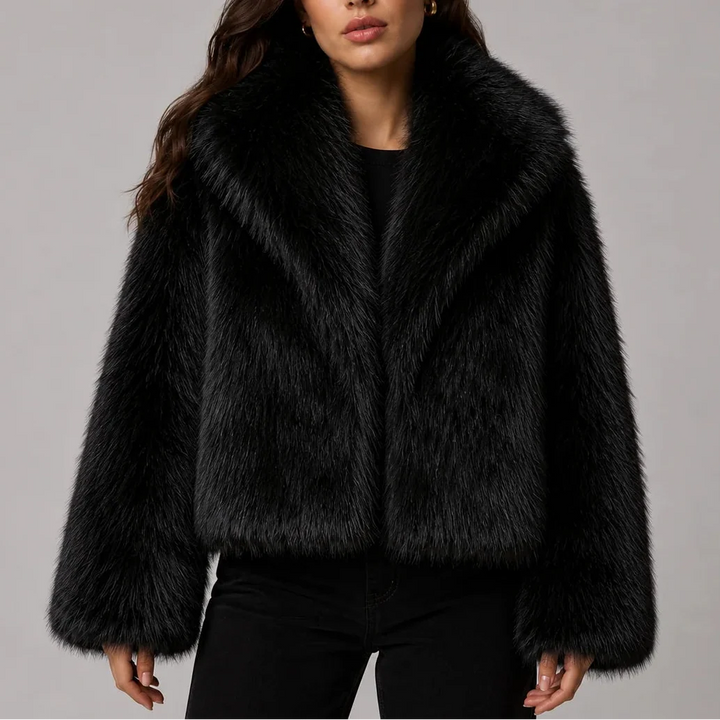 Ruby | Effortless Cropped Faux Fur Coat with Oversized Collar
