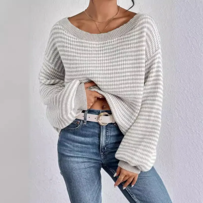 Ruby | Striped Scoop Neck Knitted Jumper