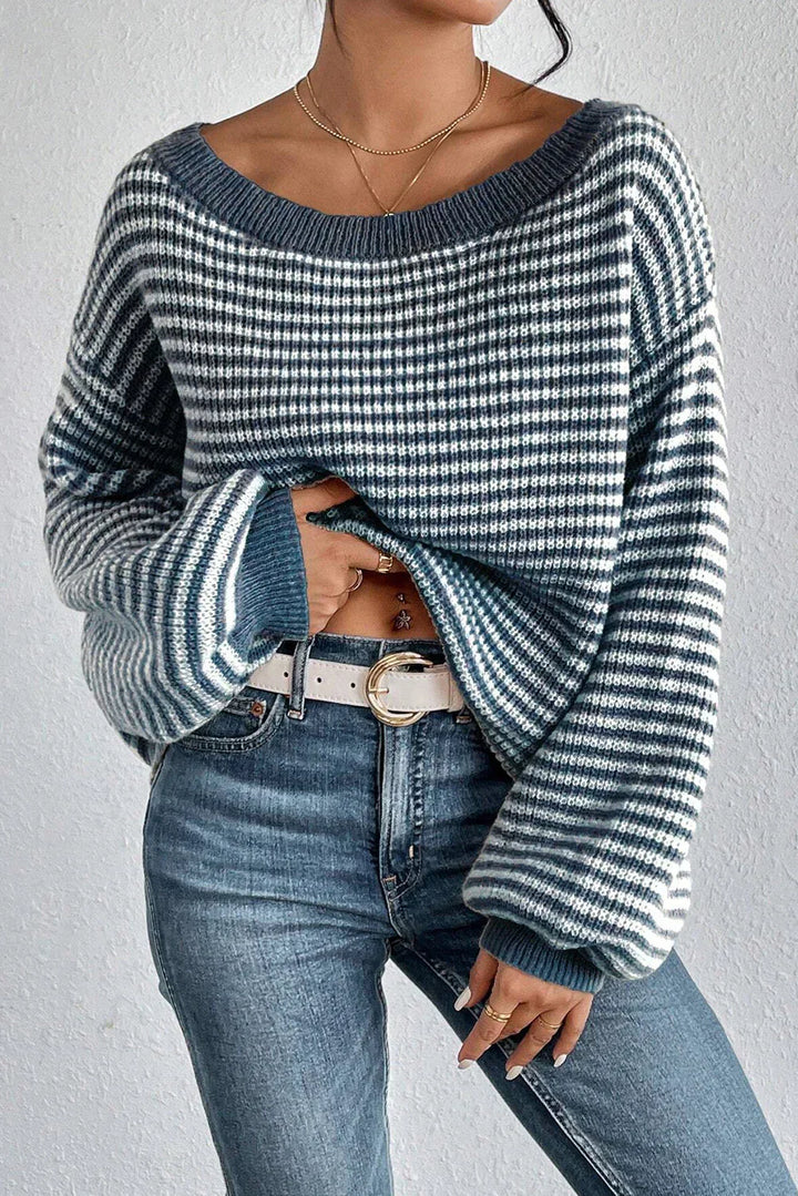 Ruby | Striped Scoop Neck Knitted Jumper