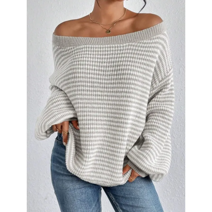 Ruby | Striped Scoop Neck Knitted Jumper