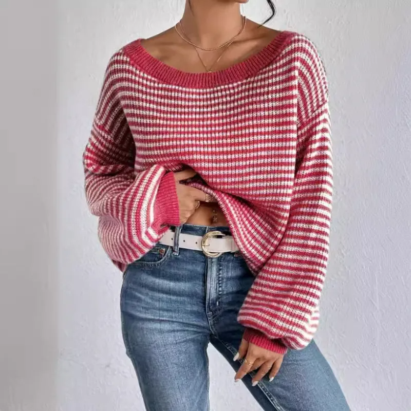 Ruby | Striped Scoop Neck Knitted Jumper