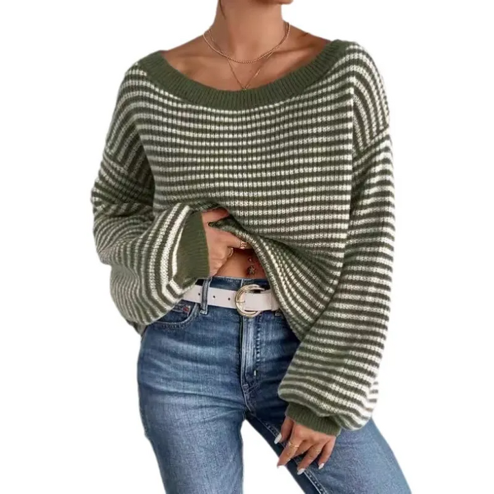 Ruby | Striped Scoop Neck Knitted Jumper