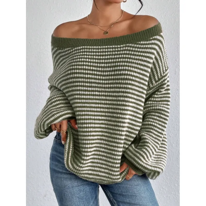 Ruby | Striped Scoop Neck Knitted Jumper