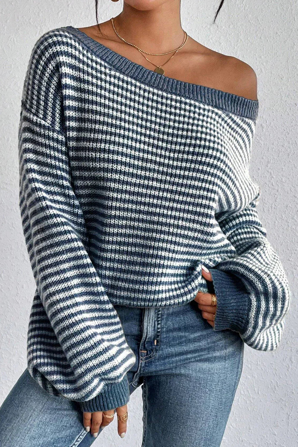 Ruby | Striped Scoop Neck Knitted Jumper