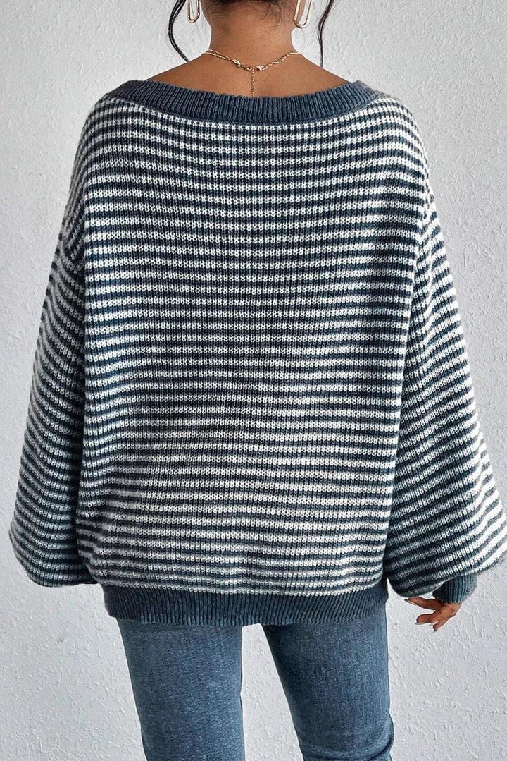 Ruby | Striped Scoop Neck Knitted Jumper