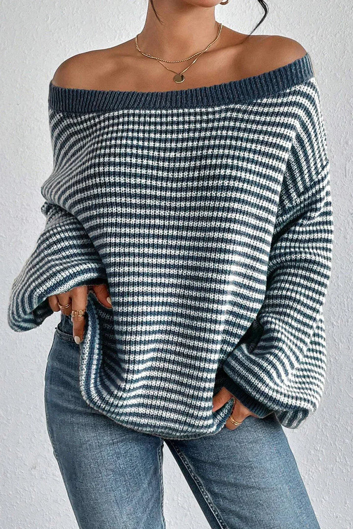 Ruby | Striped Scoop Neck Knitted Jumper