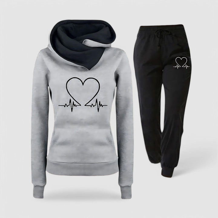 Sara | Heart Print Hoodie and Jogger Lounge Set