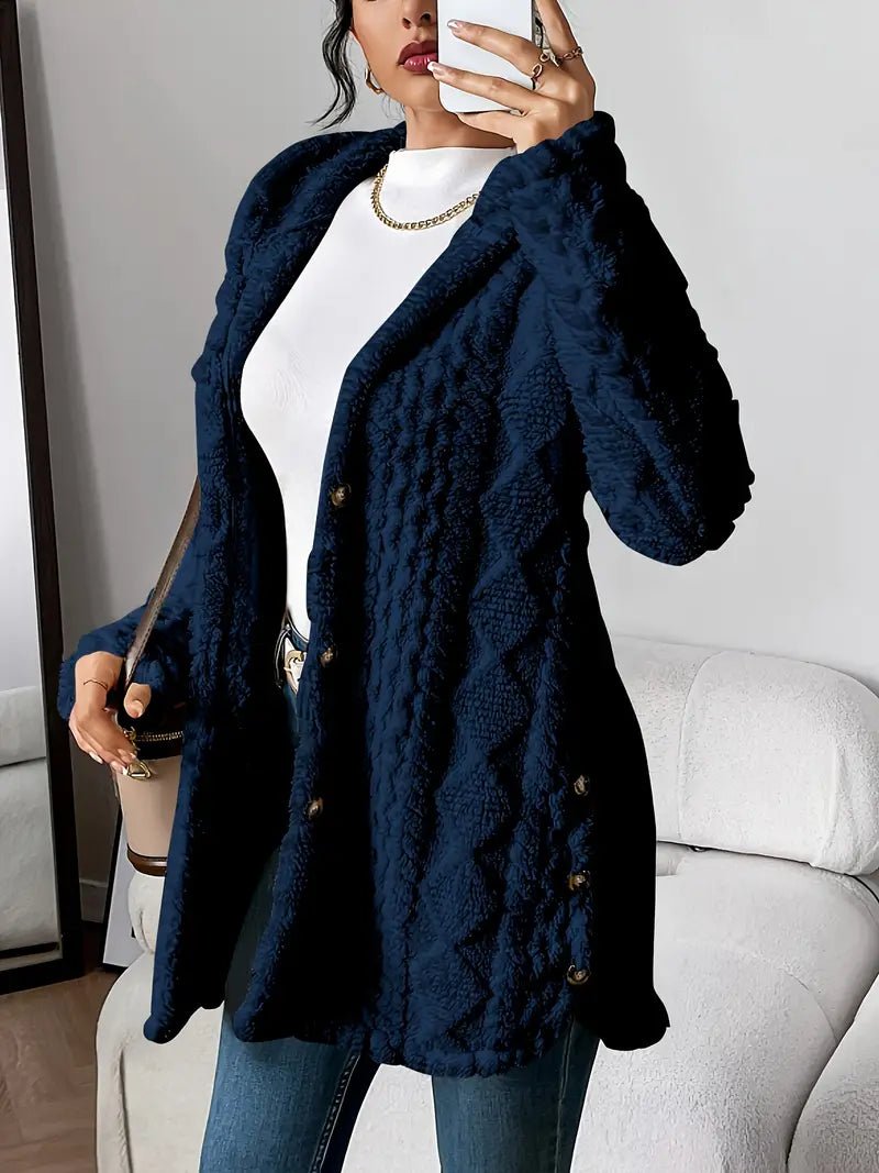 Sara | Polished Textured Longline Hoodie Cardigan