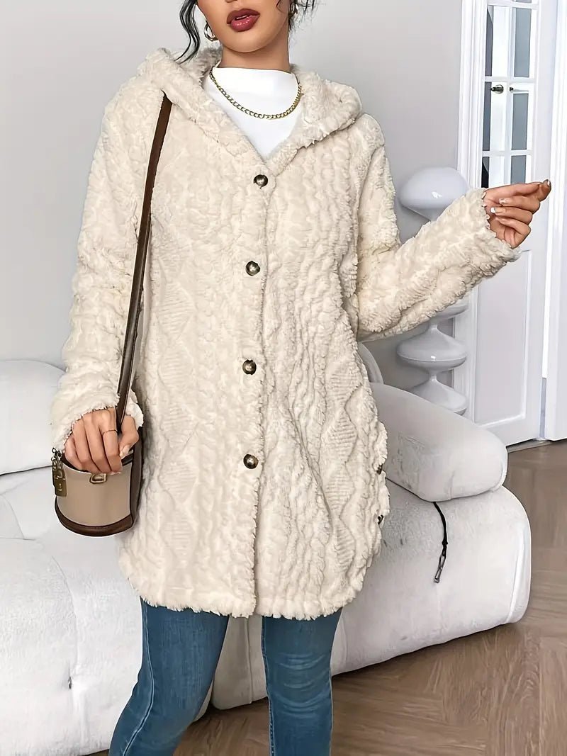 Sara | Polished Textured Longline Hoodie Cardigan