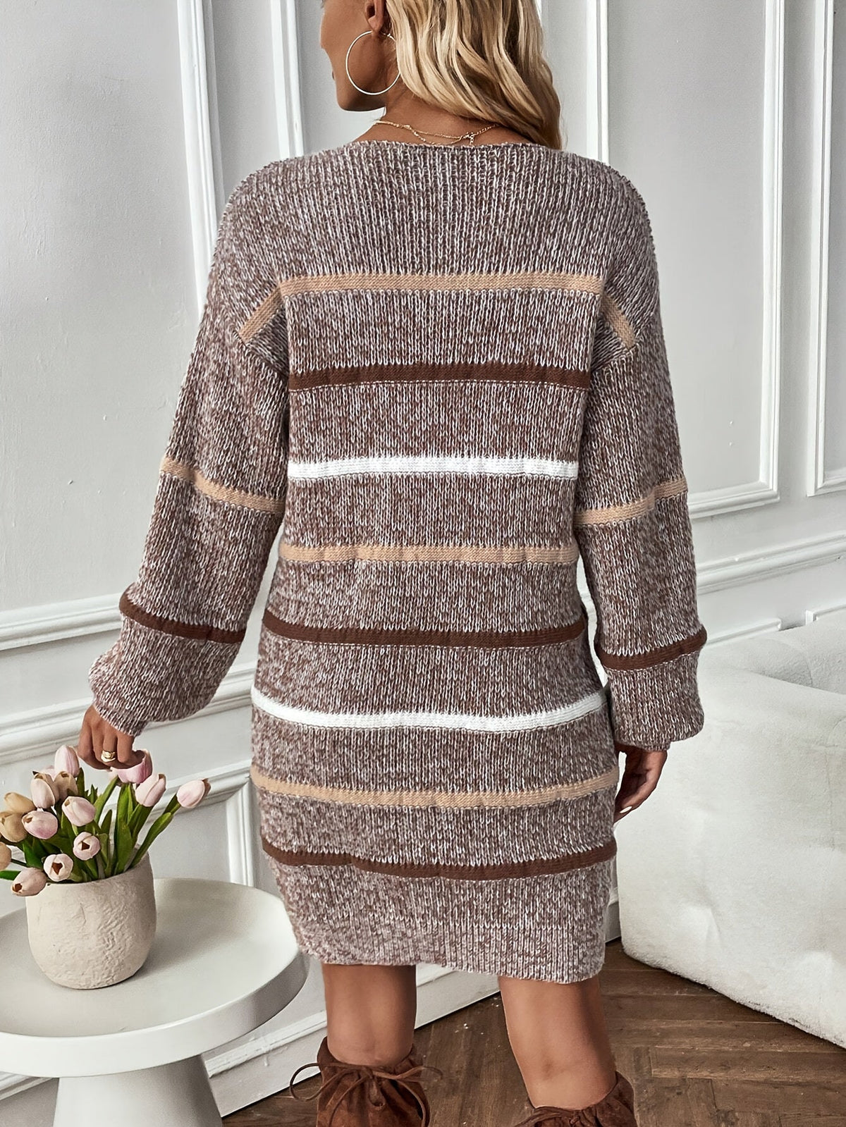 Sara | Sophisticated Striped Knit Winter Dress
