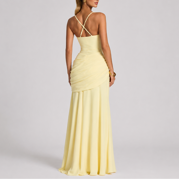 Sara | Stylish Ruched Square Neck Christmas Dress