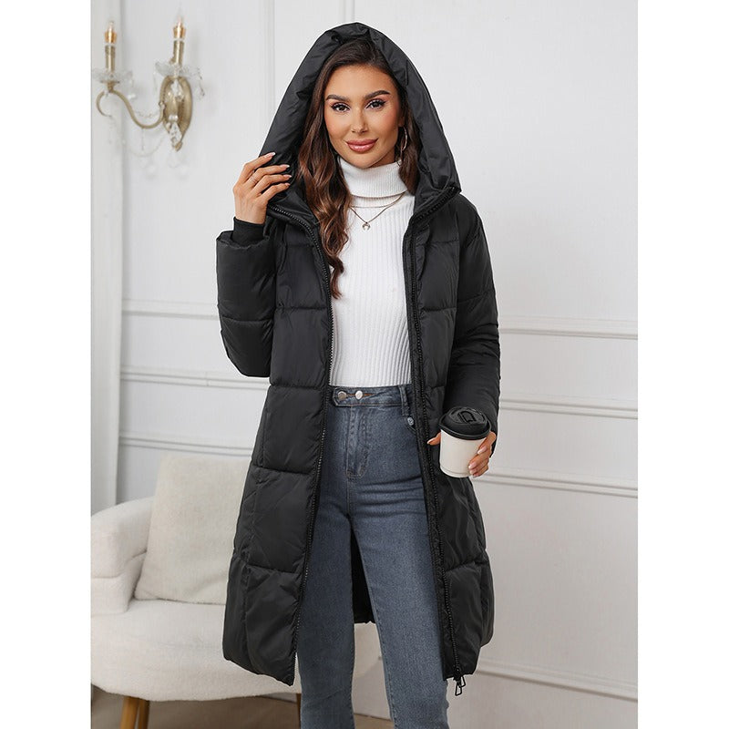 Scarlett | Chic Quilted Hooded Longline Coat Womens Coats
