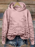 Scarlett | Relaxed Floral Embroidered Scalloped Hem Hoodie