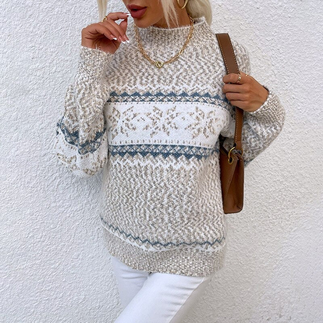 Scarlett | Relaxed Snowflake High Neck Knitted Jumper