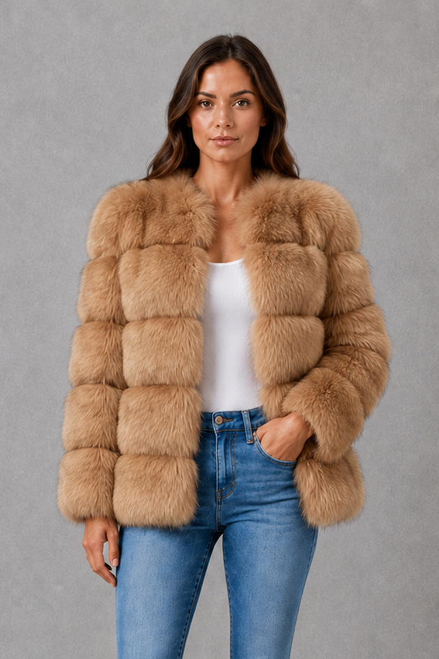 Scarlett | Sophisticated Plush Collared Fur Coats for Women