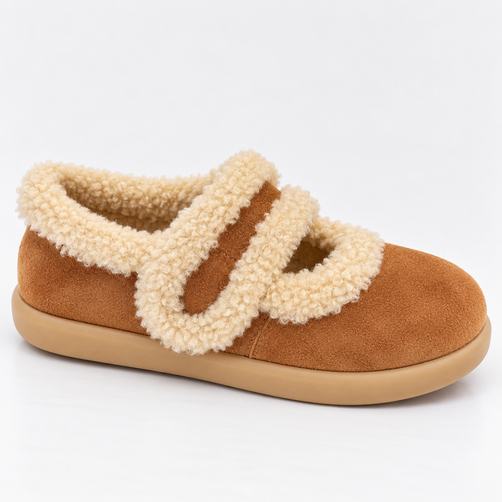 Scarlett | Timeless Fluffy Trim Suede-Look Womens Slippers