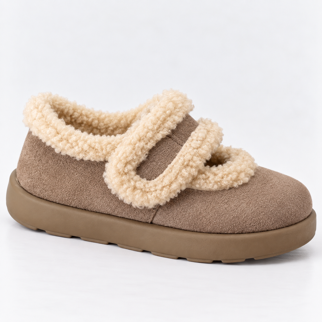 Scarlett | Timeless Fluffy Trim Suede-Look Womens Slippers