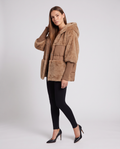 Scarlett | Timeless Hooded Fur Jacket with Ribbed Sleeves