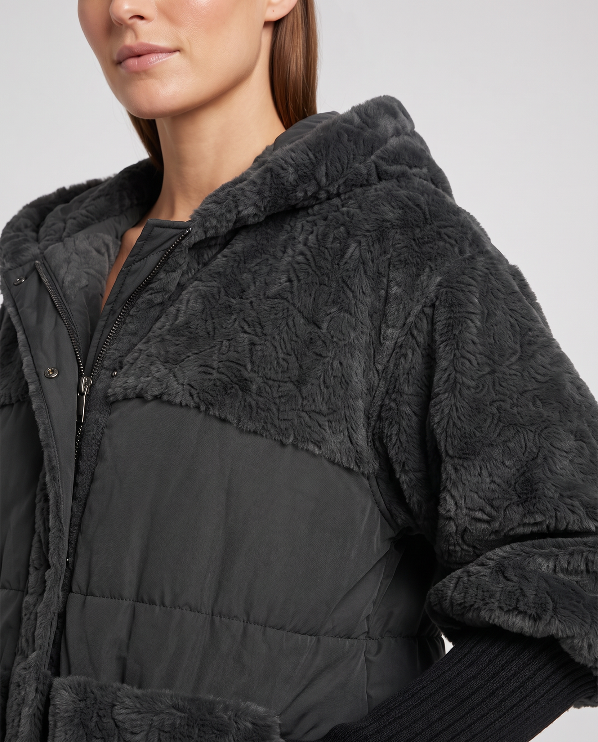 Scarlett | Timeless Hooded Fur Jacket with Ribbed Sleeves