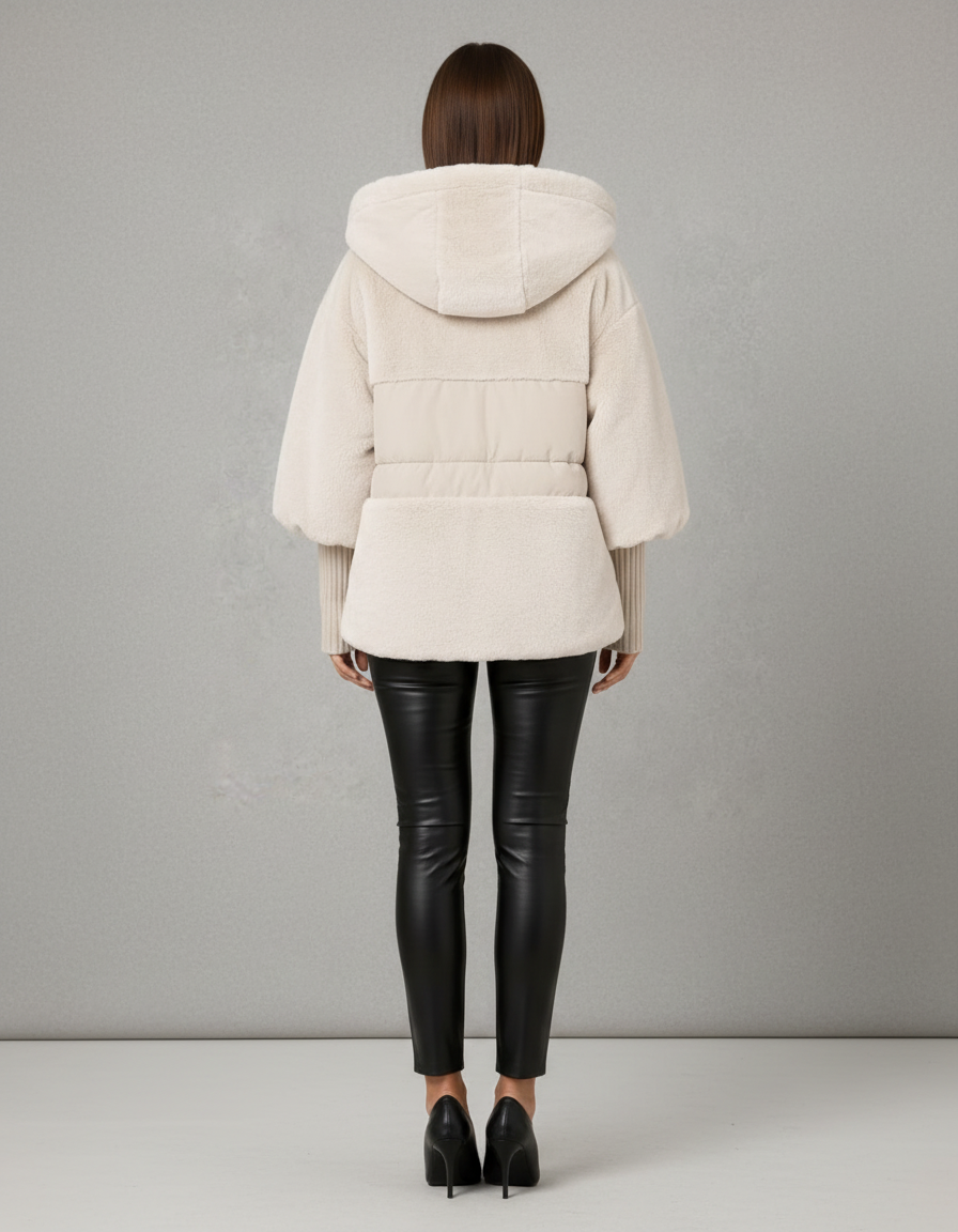 Scarlett | Timeless Hooded Fur Jacket with Ribbed Sleeves