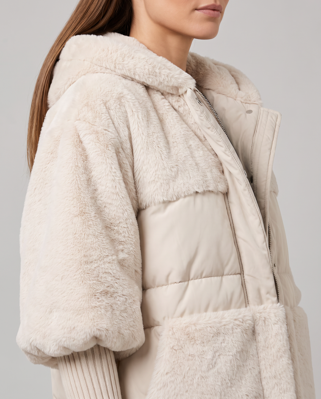 Scarlett | Timeless Hooded Fur Jacket with Ribbed Sleeves