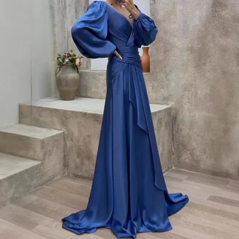 Sienna | Cosy Puff Sleeve Christmas Dress Maxi Gown