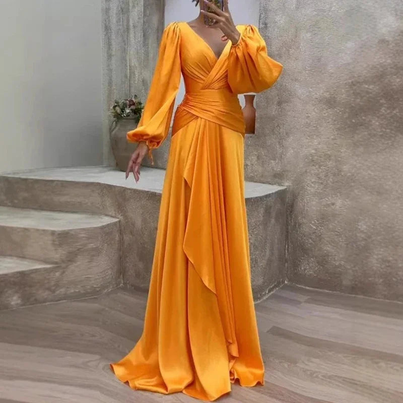 Sienna | Cosy Puff Sleeve Christmas Dress Maxi Gown