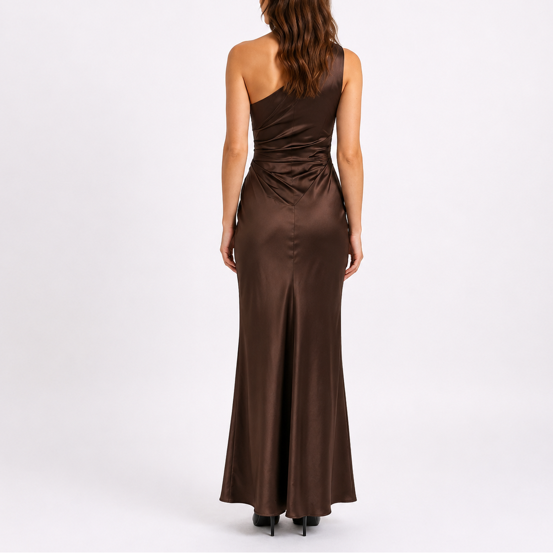 Sienna | Elegant Draped Satin Black Tie Dress