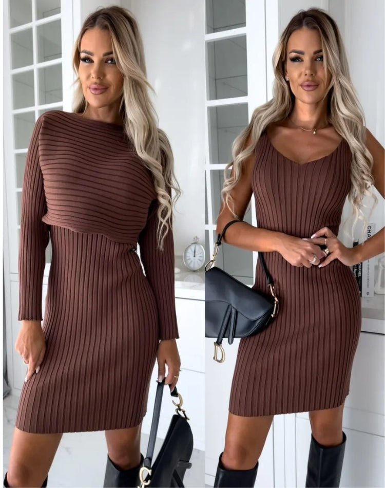 Sienna | Elegant Ribbed Bodycon Jumper Dress Set