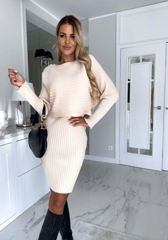 Sienna | Elegant Ribbed Bodycon Jumper Dress Set
