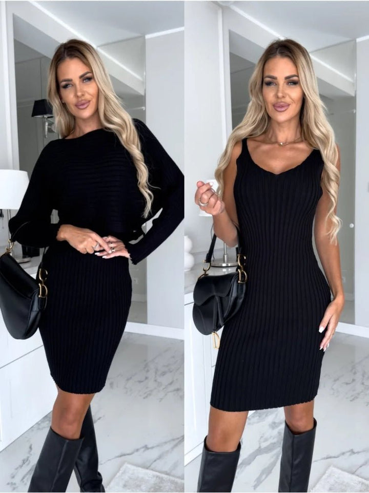 Sienna | Elegant Ribbed Bodycon Jumper Dress Set