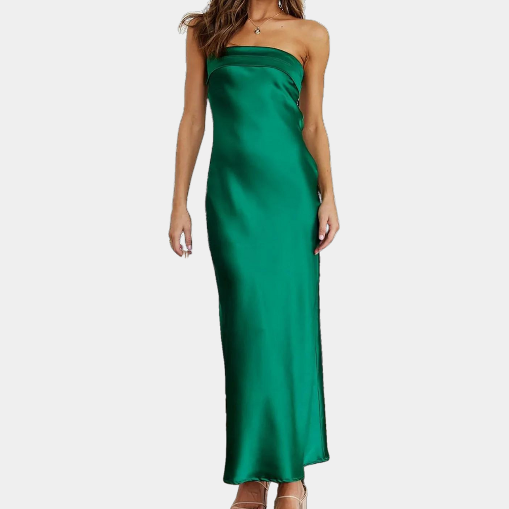 Sienna | Elegant Strapless Black Tie Dress Satin Maxi Gown
